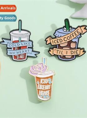 New Creative Drink Series Brooch Cute Cfee Shape Metal Badge