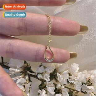 drop hollow ins new simple female water necklace 2021 diamd