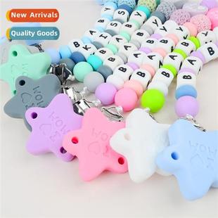 Clip LOVE Silice Peach Pacifier DAD&MOM Beads Star