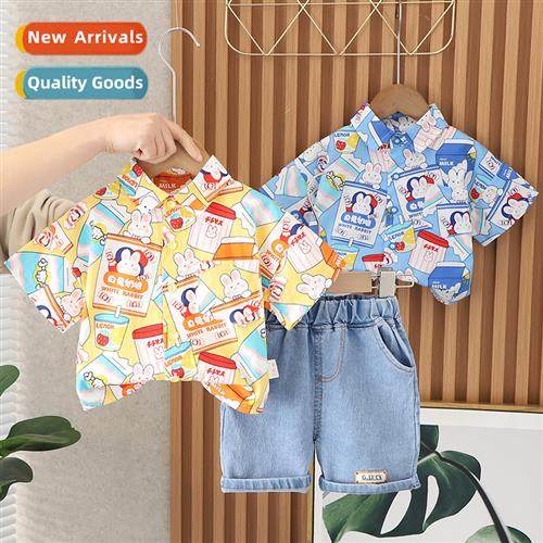 Boys summer shirt su 2023 Yankee baby short-sleeved shirt tw