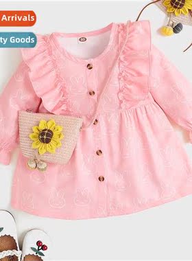 Girls Spring  Autumn 2021 new   in small children cute rabb