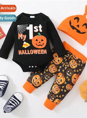 Boys childrens spring  fall  2022 new n lg-sleeved Halloween