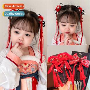 Chinese style new baby girl bow ball fringe wig  ltle girl r