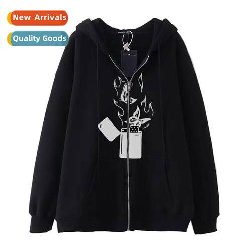 Dark wind hip-hop gothic Harajuku Y2Y skull butterfly zipper