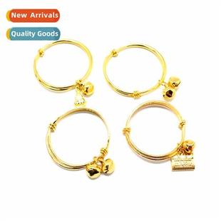 gold plated glossy Childrens flower jewelry car bel bracelet