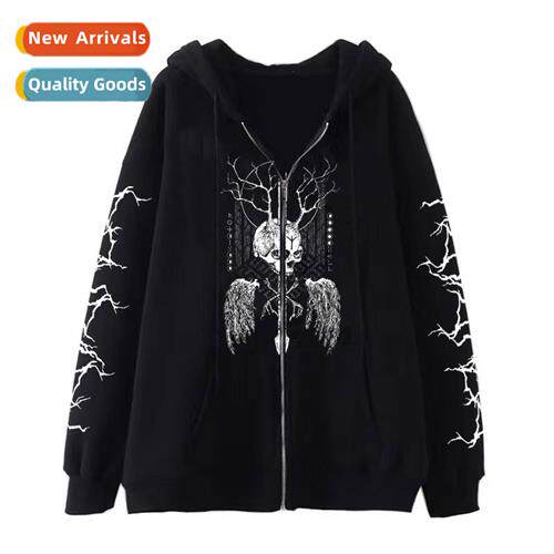 Dark wind hip-hop gothic Harajuku Y2Y skull butterfly zipper