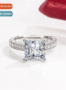 Square simulati diamd ring female wedding proposal classic f