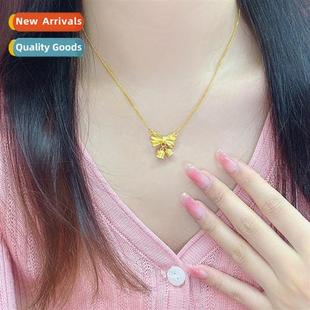 women bell gold 18k plated necklace flower orchid tie Bow