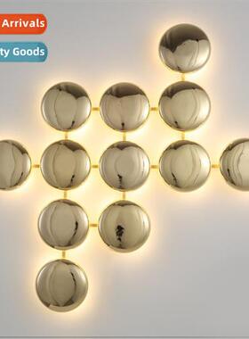 Post-modern light luxury living room background wall hotel a