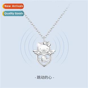 cat angel female jewelry niche necklace kty heart beating