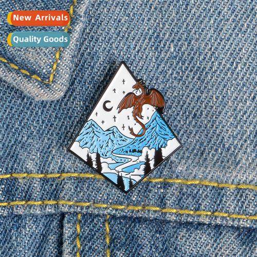 Mountain Peak Star Mo Persalized Enamel Brooch Molight Drag