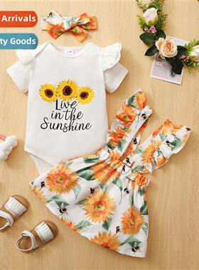 Girls Spring  Autumn 2022 New n Sunflower Letter Printed Top