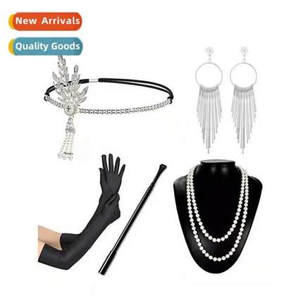 1920s Gatsby Bachelorette Party Set Decorati Headdress Neckl