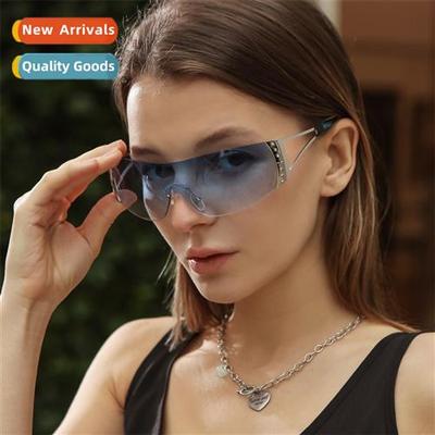 04631Y2K cjoined diamd-set sunglasses new rimless fashi spor