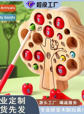 Wooden clip apple numbers catching bugs color cognive games