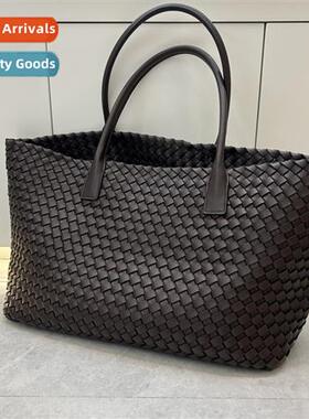 Pure Hmade Weaving Large Vegetable Basket Tote Lear Hbag Lar