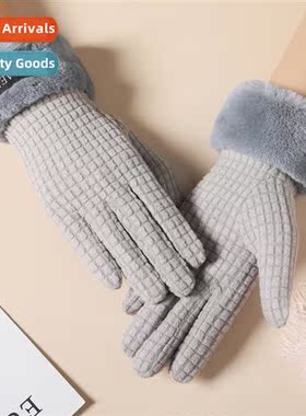 Gloves female winter driving double-sided velvet windpro col