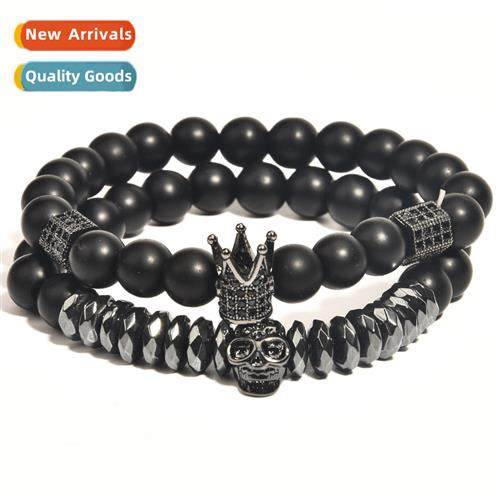New Listing Zircia Skull Bracelet Set Crown Mens Hand Jewelr