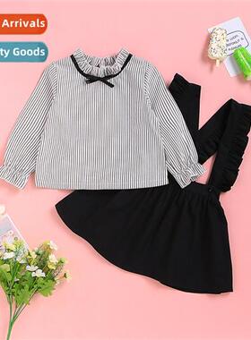 Girls Spring  Autumn 2021 new n lg-sleeved striped printed t