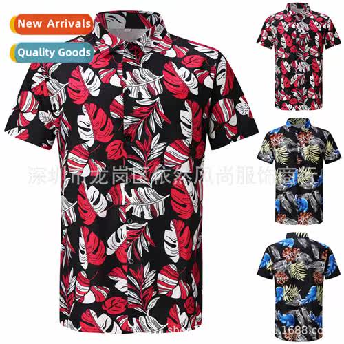 2022 new mens summer short-sleeved floral shirt an code fash