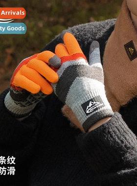 Autumn and winter color clashing knted woolen gloves mens ou