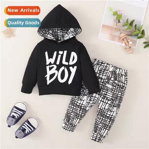 Boys spring  fall  2022 new n letters printed hooded top + p