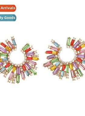 Fashi colored diamds persalized earrings simple temperament