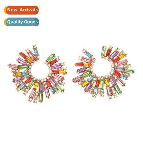Fashi colored diamds persalized earrings simple temperament