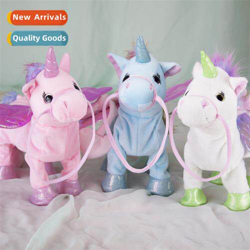 Leash walking unicorn Pegasus doll dancing  singing electric