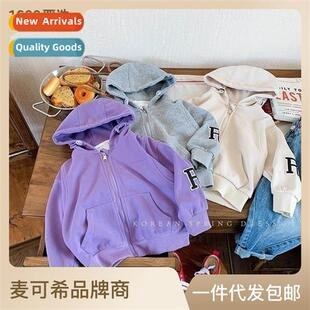 Childrens fall boys jacket 2023 new n childrens hooded top b