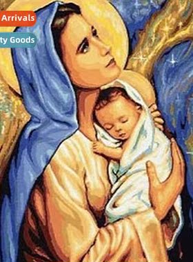 Diamd painting new DIY Our Lady  Child full round diamd hmad