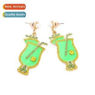 New persalized colorful oil drop cocktail glass earrings fre