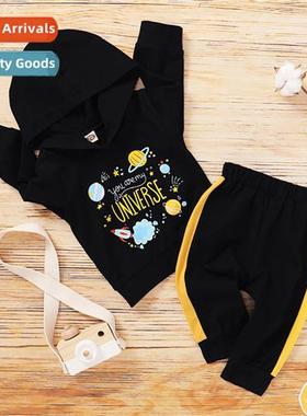 Girls spring  autumn  2020 new n rocket print hooded top + s