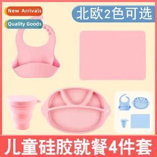 Silice tableware set childrens placemats toddler bib dinner