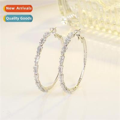 Exaggerated diamd zircia large circle earrings earrings earr