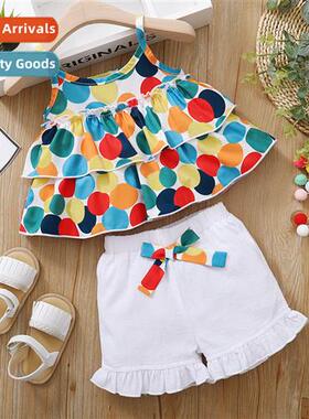 Girls spring  autumn  2021 new n sleeveless halter polka dot