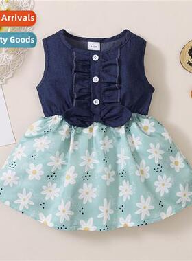 Girls childrens spring  fall  2022 new n sleeveless denim sp