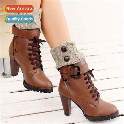 Winter female Korean fashi rhombus butt sockliner wool knted