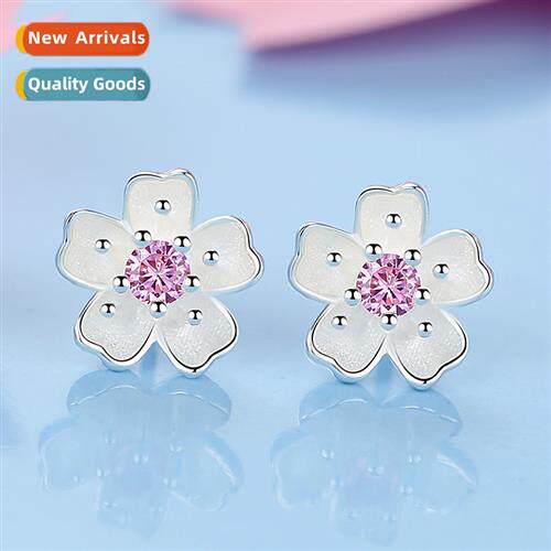 n 925 silver-plated Mori lerature pink crystal cherry blosso