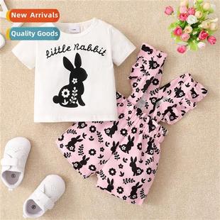 rabb top fall sleeved short print new 2022 spring Girls