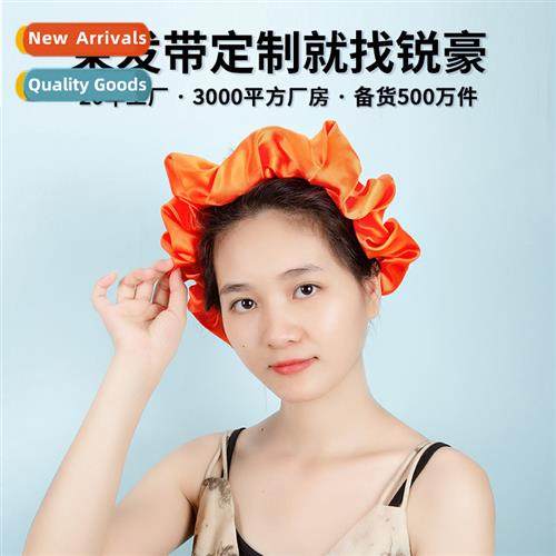 New Satin Pleated Elastic Hair Accessories Solid Color Wide