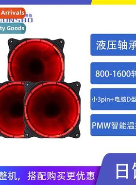 Eclipse red blue light-emting case fan intelligent temperatu