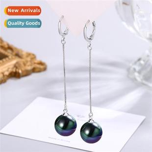 purple shell female black gol earrings dem Colorful beads
