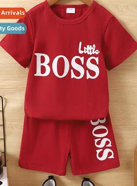 Boys spring  fall  2023 new n letters printed short-sleeved