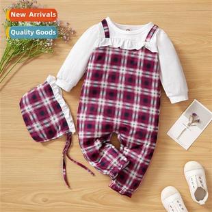 plaid bab fall new spring 2021 print ins sleeved baby