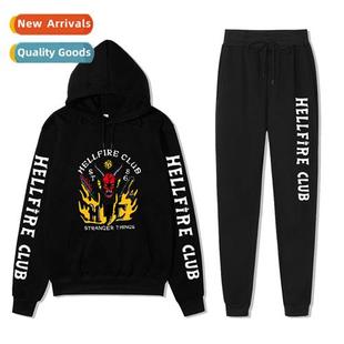 Leg Sweatshirt Pants Set Womens Printed Mens Fleece