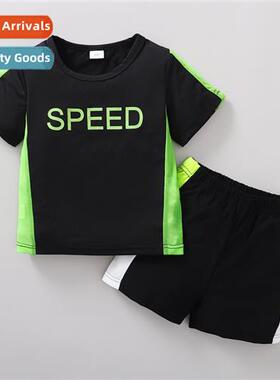 Boys spring  autumn  2021 new n letters printed short-sleeve