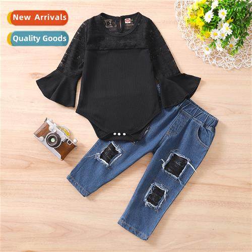 Girls Spring  Autumn 2022 new n solid color flare sleeve top