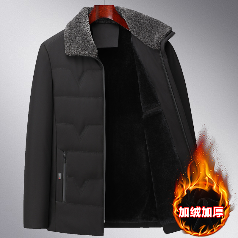 中年男士棉衣服冬季加绒加厚款中老年人保暖防寒爸爸装外套棉袄子