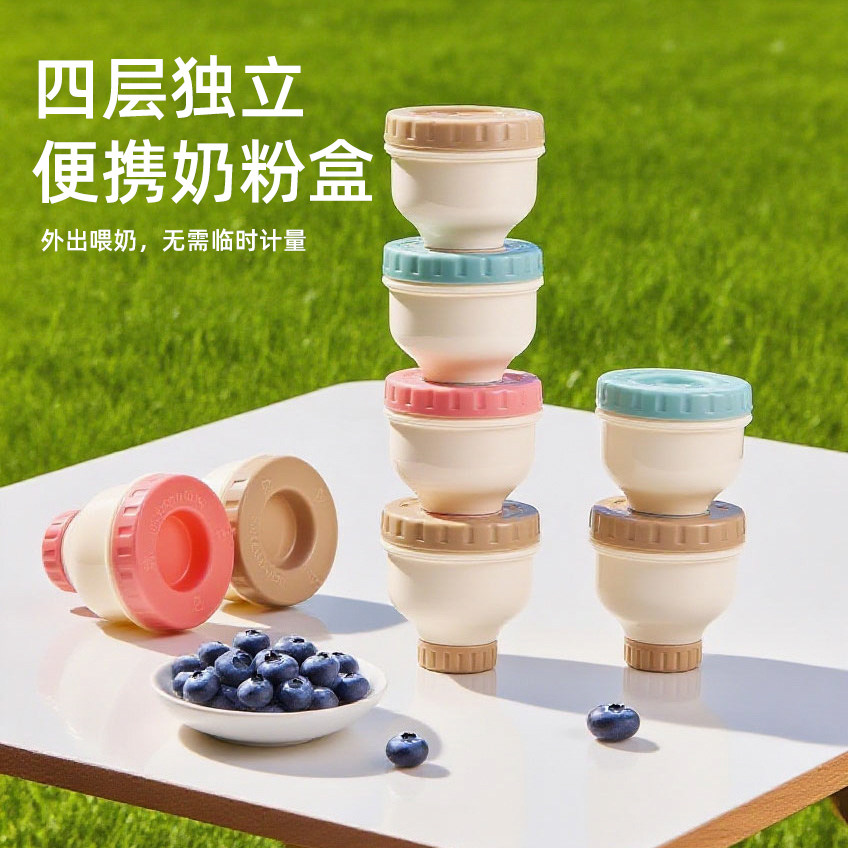 便携奶粉盒双开口密封罐 蛋白粉分装盒 独立自由组合
